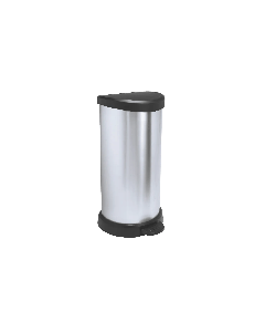 Curver lixeira com pedal 40l, acabamento em aço, tampa e aro para saco