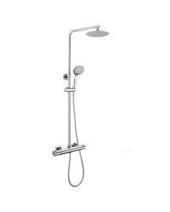 Kibath coluna de chuveiro termost&aacute;tica redonda 75-125 cm cromado brilhante
