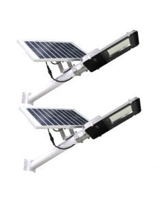 Pack x2 LED street light 200w solar panel 25w 200 LEDs branco 6000k