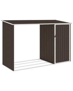 Abrigo de lenha p/ jardim 245x98x159cm aço galvanizado castanho