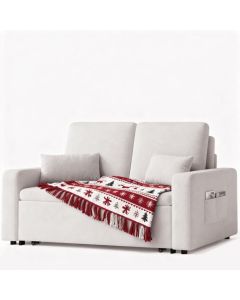 Sofá-cama de 2 lugares - bege - chenille - 115 x 185 cm