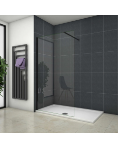 Painel de duche,preto fosco,vidro anti-calcário 8mm,barra1 90cm,140x200cm