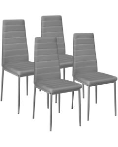4 cadeiras de sala de jantar de couro sintético, 41x45x98,5cm, cinzento
