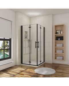 Cabine de duche quadrada fole,vidro easyclean 5mm,preto mate,70x70x190cm