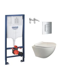 Pack cisterna grohe e botão cromo brilhante com sanita round da kp
