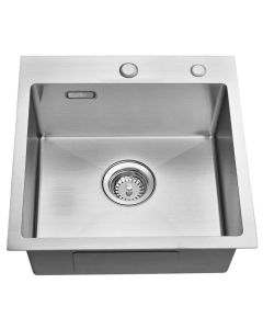 Pia de cozinha escovada com 1 tigela 45x45x19 cm em aço inox 304 com sistem