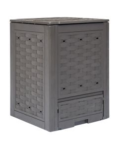 Compostor de jardim 60x60x83 cm 300 l plástico vime castanho