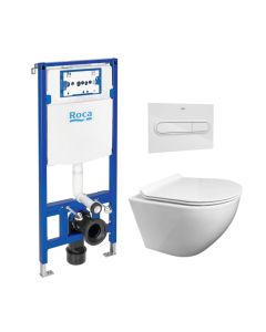 Pack cisterna roca duplo e botão pl1 branco bri com wc round smart kp