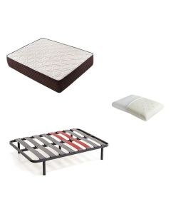 Pack colchão e almofada viscoelástica e base de cama descansin 150x200