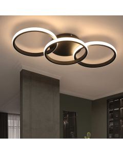 Nettlife moderna luz de teto LED preta redonda com branco quente 36w