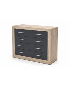 Cômoda kiara com 4 gavetas, carvalho e grafito 98x82cm