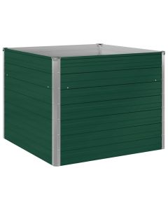 Jardinera elevada de acero galvanizado verde 100x100x77 cm