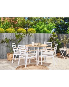 Conjunto de refeição de jardim 4 lugares cavoli com almofadas metal creme
