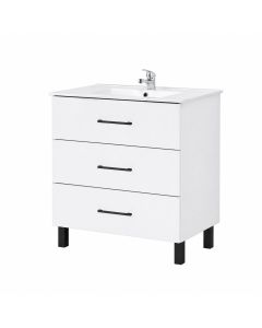 Conjunto m&oacute;vel de casa de banho e lavat&oacute;rio Levi cor branco e preto 80x45cm Jumar