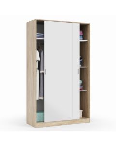 Roupeiro portas à correr cor carvalho e branco 200x120 cm