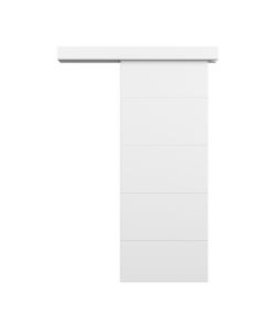 Porta de interior de correr lacada Lor branca 75cm Geom + Kit de instala&ccedil;&atilde;o para superf&iacute;cie
