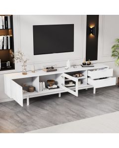 Móvel de televisor moderno com 2 portas e 2 gavetas branco 50x200x40cm