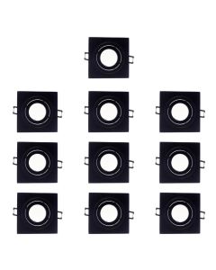 Pack 10 foco embutido ajustável classic quadrado preto wonderlamp 1xgu10