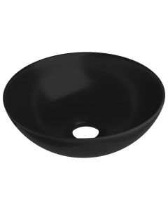 Lavatório de casa de banho redondo cerâmica preto mate