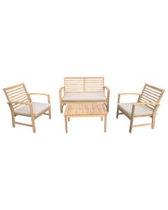 Conjunto de jardim em acácia, 4 lugares