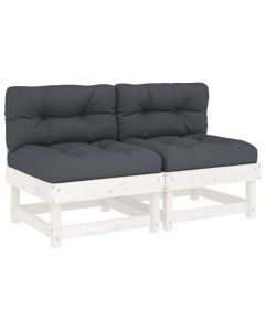 Sofás de centro com almofadões 2 pcs pinho maciço branco