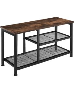Sapateiro estilo industrial e 2 prateleiras 80x30x45,5 cm madeira oscura