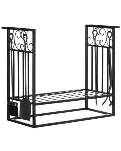 Suporte para lenha 75x30x60 cm aço Homcom
