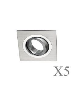 Pack 5 foco embutido regulável classic quadrado alumínio wonderlamp 1xgu10