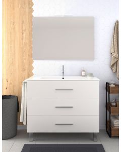 Móvel de banho ribera com lavatório y espelho branco 120x45cm