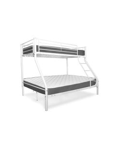 Beliche de casal metal branco + 2 colchões (90x190 e 135x190)