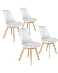 4 cadeiras de sala de jantar, acolchoado, ergonómicas e estables, branco