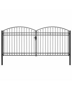 Portão p/ cerca porta dupla e topo arqueado 400x200cm aço preto