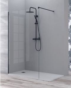 Ecrã de duche fixo de entrada a nível | painel de duche transp 100cm preto