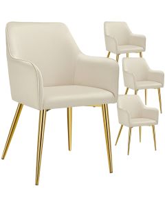 4 cadeiras de sala de jantar, aspecto aterciopelado, apoio de braços, bege
