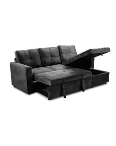Sofá-cama chaise longue  215cm preto