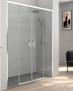 Ecrã de duche frontal 2 portas 2 fixadas | crómio transparente 160cm