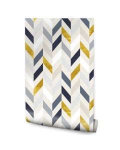 Papel de parede tecido com padrão geométrico colorido para sala de estar