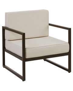 Poltrona de jardín, 1 plaza, tapizado grueso, 74x78x85 cm, castanho/bege