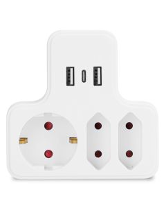 Aigostar adaptador tomadas 3 com 2 usb-a, 1 usb-c e proteção infantil