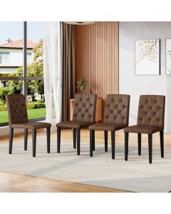 Conjunto 4 cadeiras jantar veludo castanho com pernas metálicas pretas
