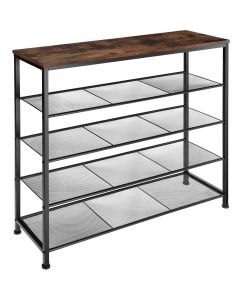 Sapateiro estilo industrial e 4 prateleiras 100x30,5x93 cm madeira oscura