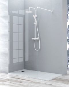 Ecrã de duche fixo painel de duche transp 120cm branco mate