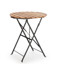 Mesa dobrável para jardim ambar em madeira e metal preto 60x60 cm