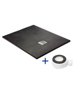 Base de duche de resina 70x160 preta antiderrapante+valvula+grelha