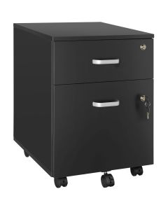 Gaveteiro com rodas e 2 gavetas com cierre, 40x46x54,5 cm, preto