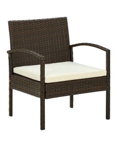 Cadeira de jardim com almofadão vime pe castanho