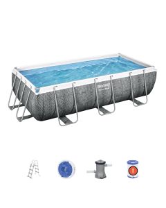 Conjunto de piscina desmontável bestway® power steel ™ de rotim cinzen
