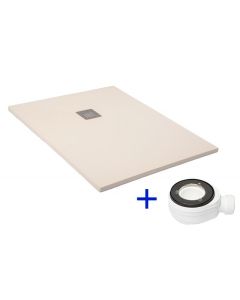 Base de duche de resina 70x120 bege antiderrapante+valvula+grelha
