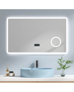Emke espelho LED 3x lupa, ip44, 100x60 cm, 3 luzes, toque+antiembaçante+bt