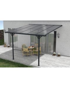 Pérgola de parede alumínio  kleo cinzento 300 x 300cm-telhado policarbonato